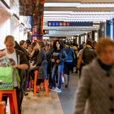 People doing activity at Columbus Circle underground market
